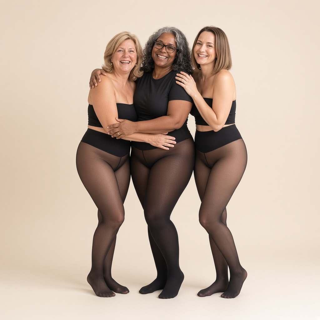 Trois femmes en collant polaire effet peau nue