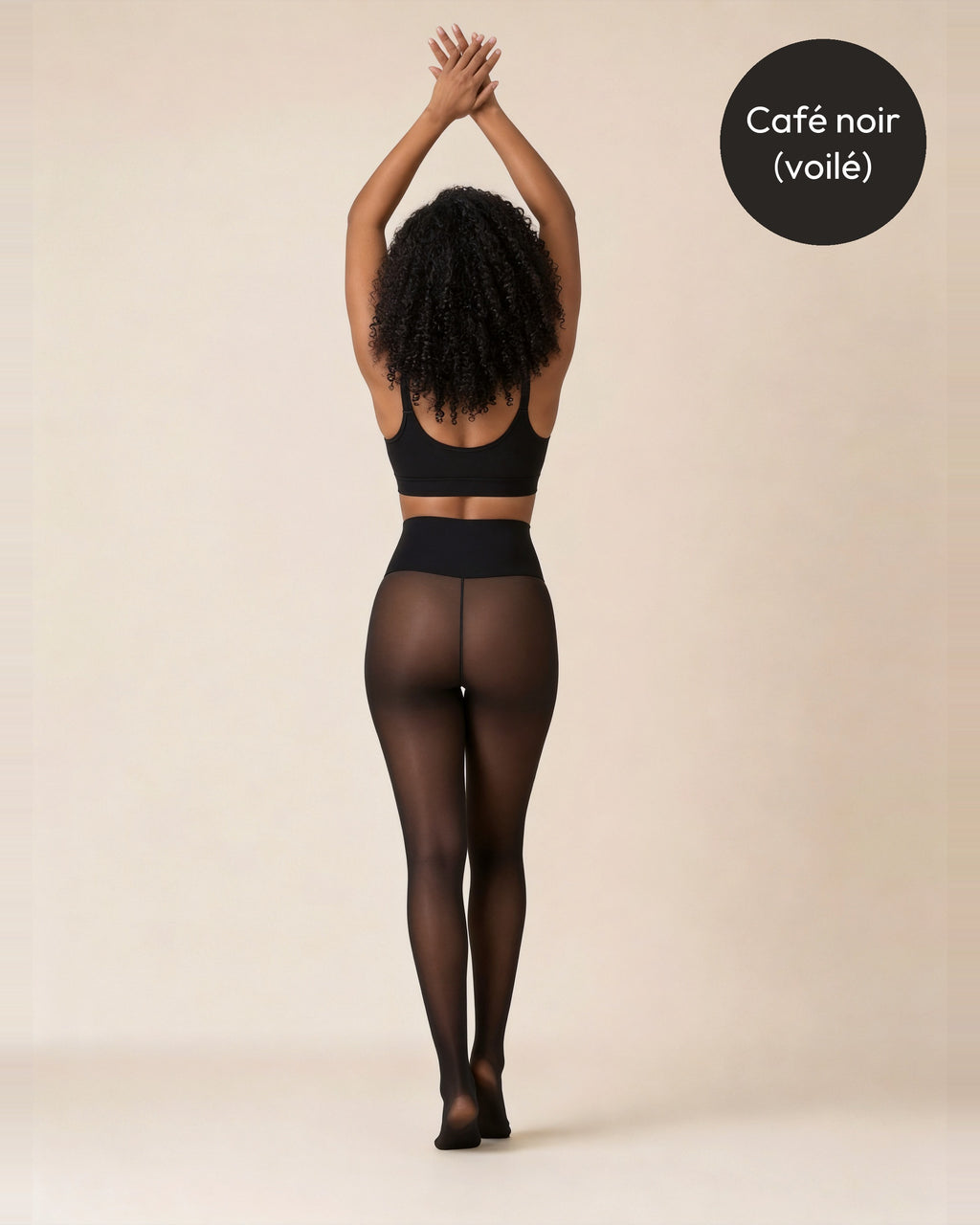 Collant polaire coloris Café noir voilé, vu de dos