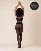 Collant polaire coloris Café noir voilé, vu de dos