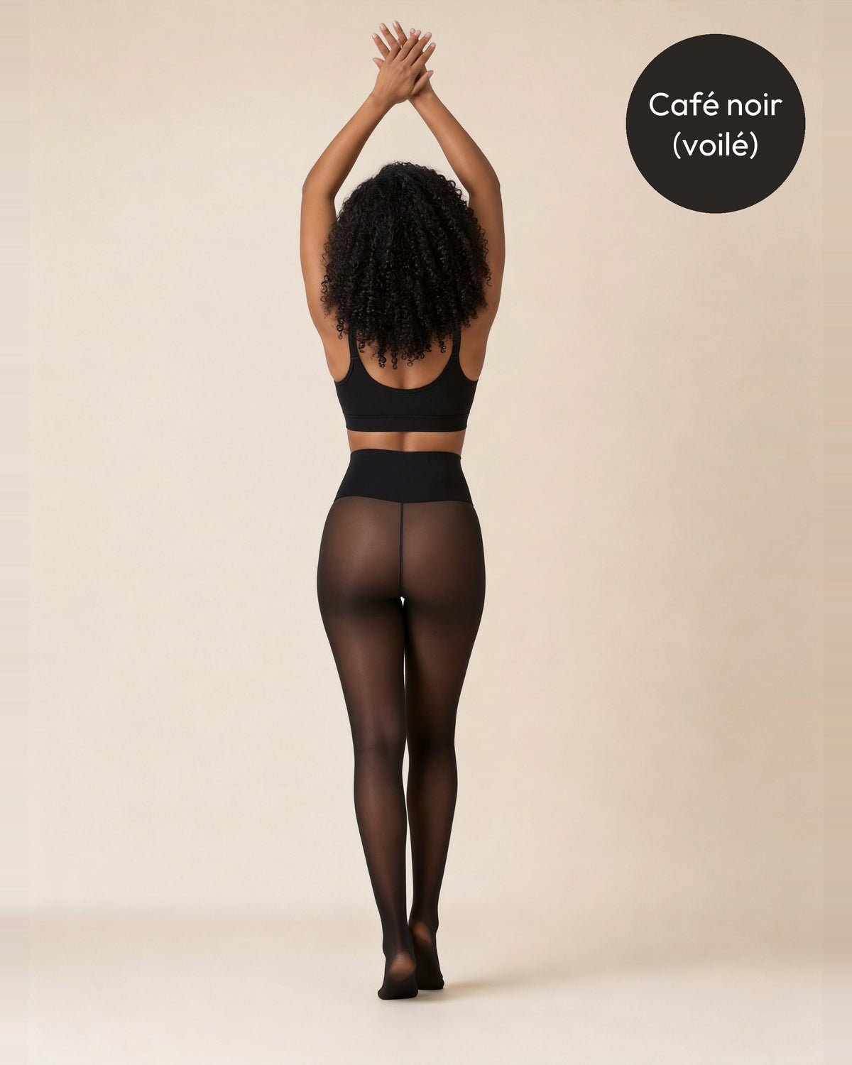 Collant polaire coloris Café noir voilé, vu de dos