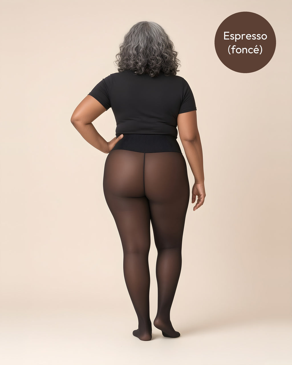 Collant polaire effet peau nue coloris Espresso